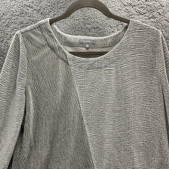 Habitat Clothes to Live In Women's Large Silver Green Crushed Velvet Top Flowy - Picture 2 of 10